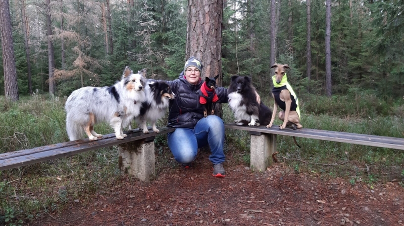 Stephanie Schüler und ihre Hunde im Wald